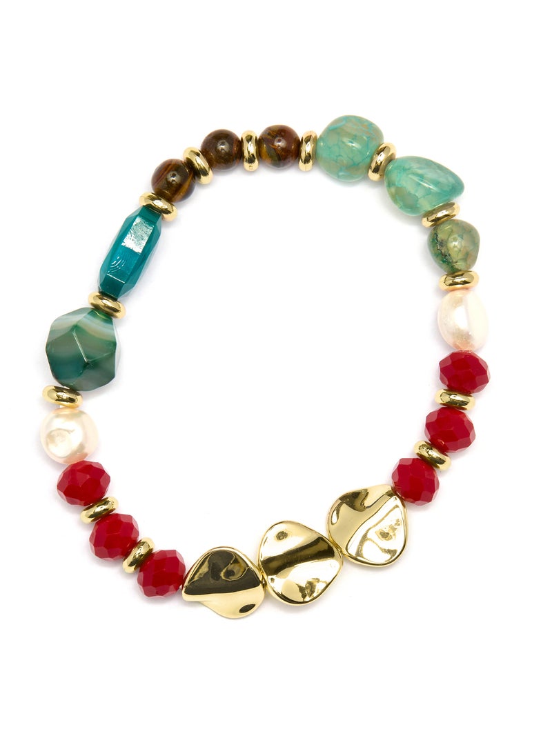 Bracelet Luxenter en cristal multicolore avec finition en or jaune 18 carats - Miyou Multicolore - Kiabi