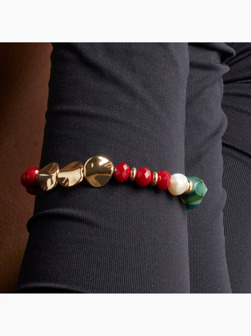 Bracelet Luxenter en cristal multicolore avec finition en or jaune 18 carats - Miyou Multicolore - Kiabi