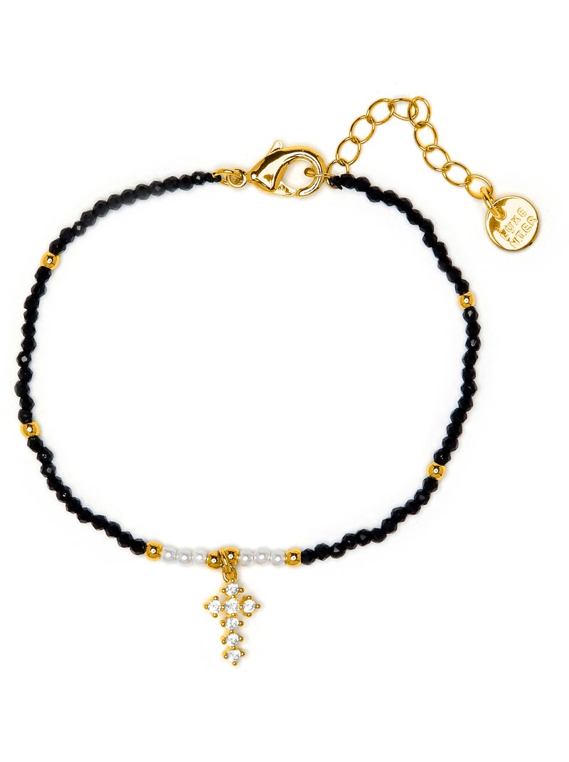 Bracelet Luxenter en cristal noir, finition or jaune 18k – Nyali Noir - Kiabi