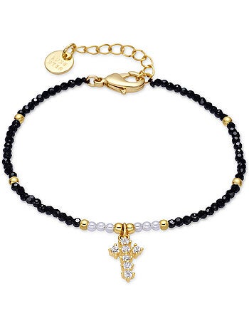 Bracelet Luxenter en cristal noir, finition or jaune 18k – Nyali