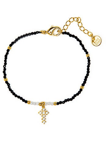 Bracelet Luxenter en cristal noir, finition or jaune 18k – Nyali