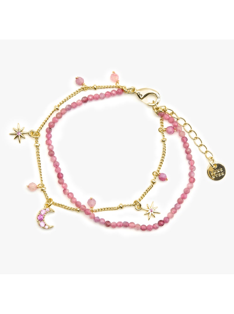 Bracelet Luxenter en cristal rose avec finition en or 18 carats - Ethal Rose - Kiabi