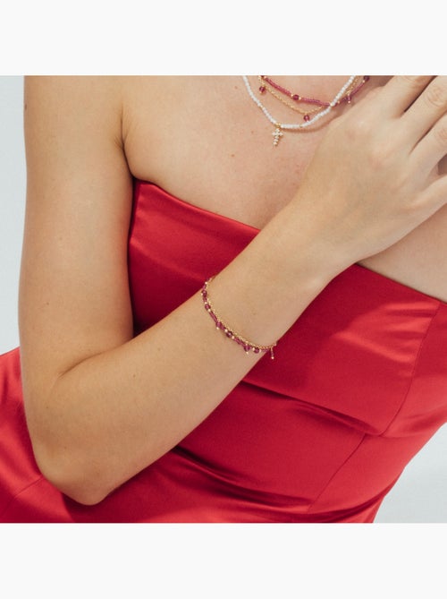 Bracelet Luxenter en cristal rose, finition or jaune 18k – Aira - Kiabi