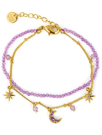 Bracelet Luxenter en cristal violet, finition or jaune 18k - Ayora