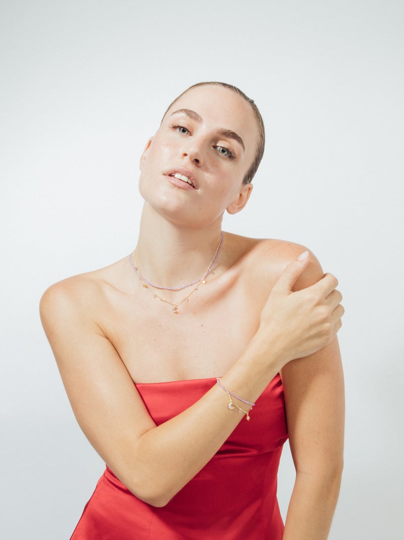 Bracelet Luxenter en cristal violet, finition or jaune 18k - Ayora Violet - Kiabi