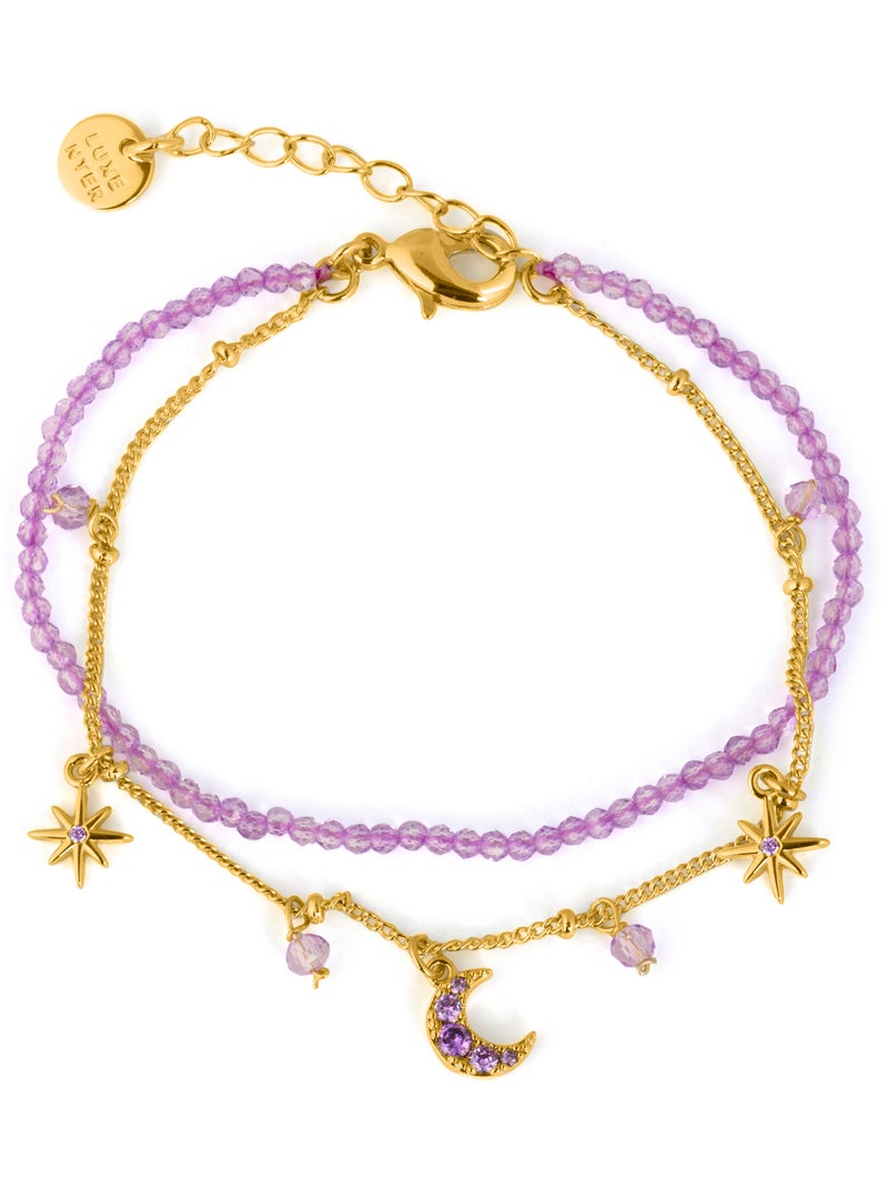 Bracelet Luxenter en cristal violet, finition or jaune 18k - Ayora Violet - Kiabi