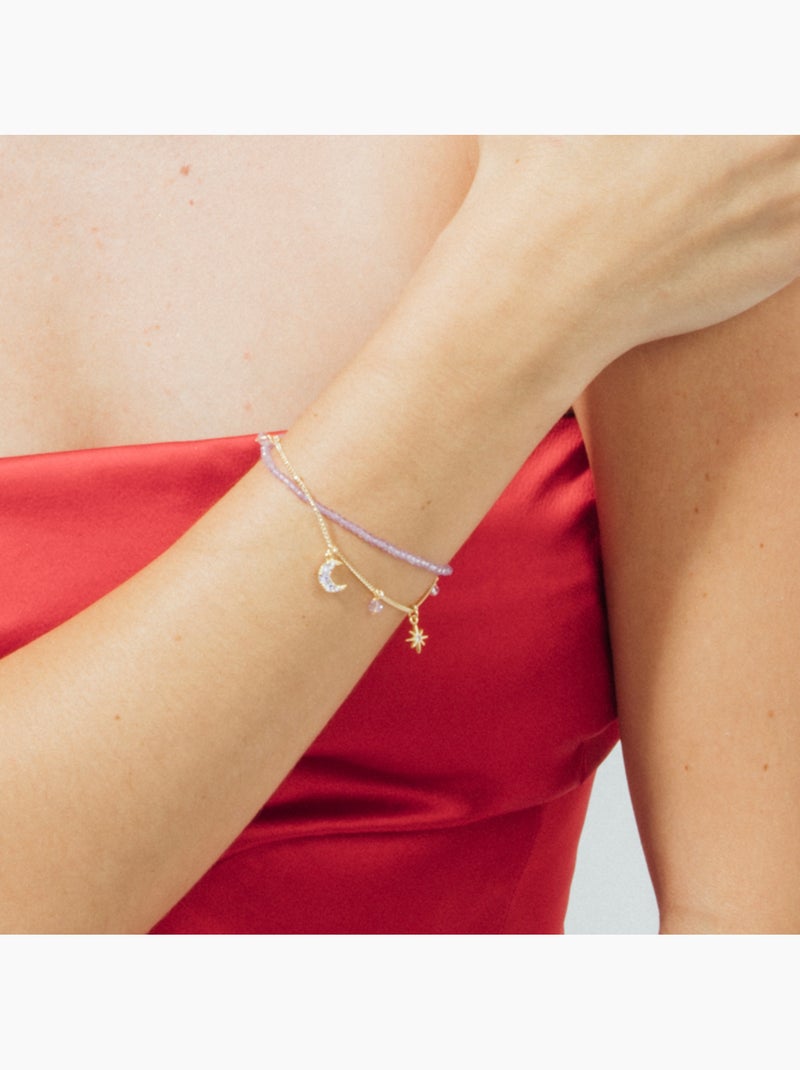 Bracelet Luxenter en cristal violet, finition or jaune 18k - Ayora Violet - Kiabi