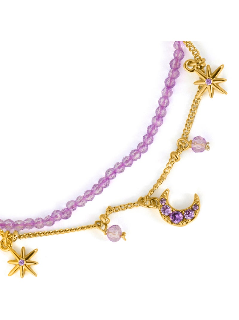 Bracelet Luxenter en cristal violet, finition or jaune 18k - Ayora Violet - Kiabi