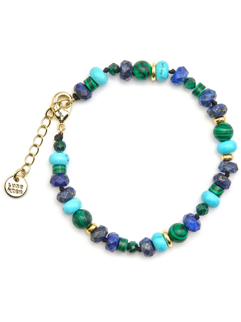 Bracelet Luxenter en lapis-lazuli naturel avec finition en or 18 carats - Arru Bleu - Kiabi
