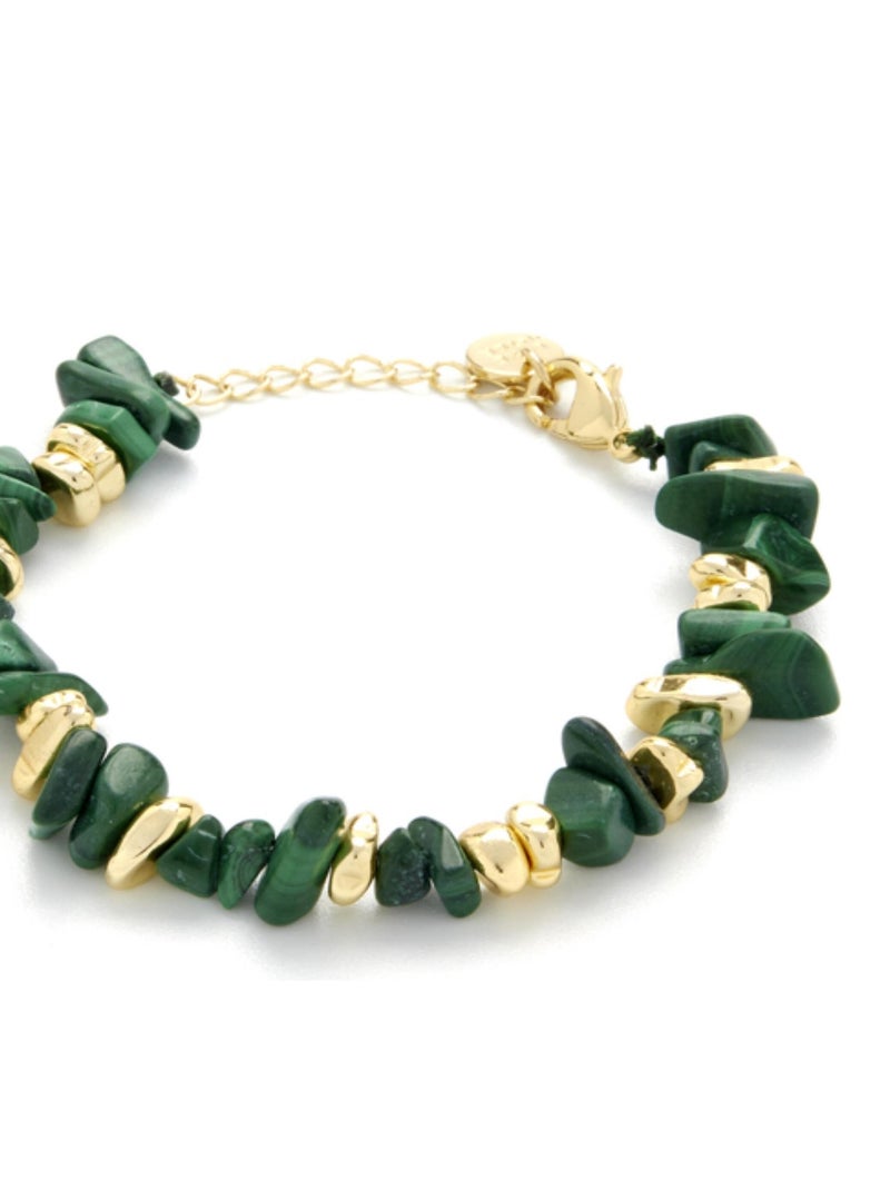 Bracelet Luxenter en malachite et or jaune 18 carats - Sygo Vert - Kiabi