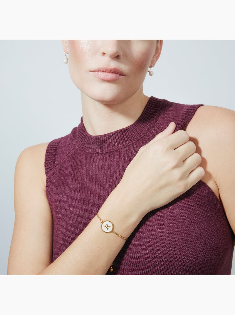 Bracelet Luxenter en nacre blanche et plaqué or 18k - Alphabet Argent - Kiabi