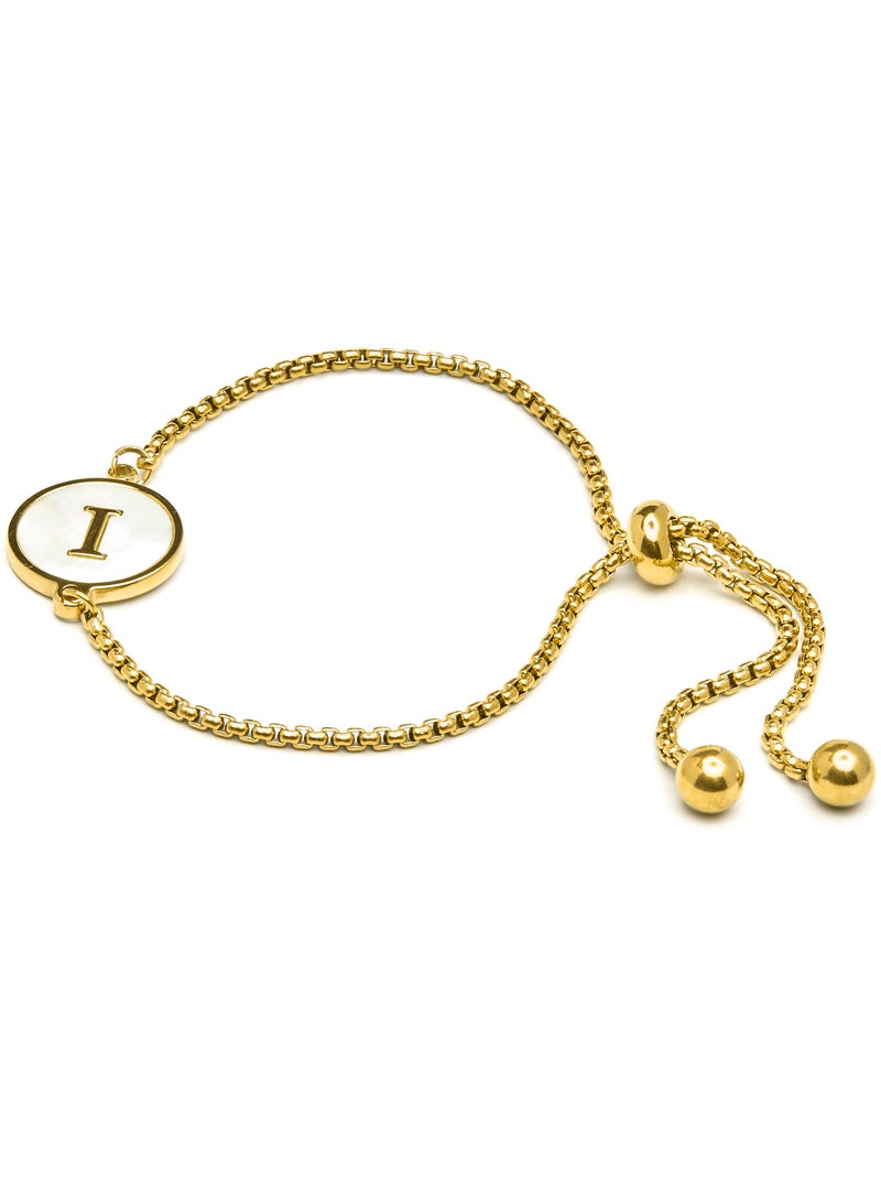 Bracelet Luxenter en nacre blanche et plaqué or 18k - Alphabet Argent - Kiabi