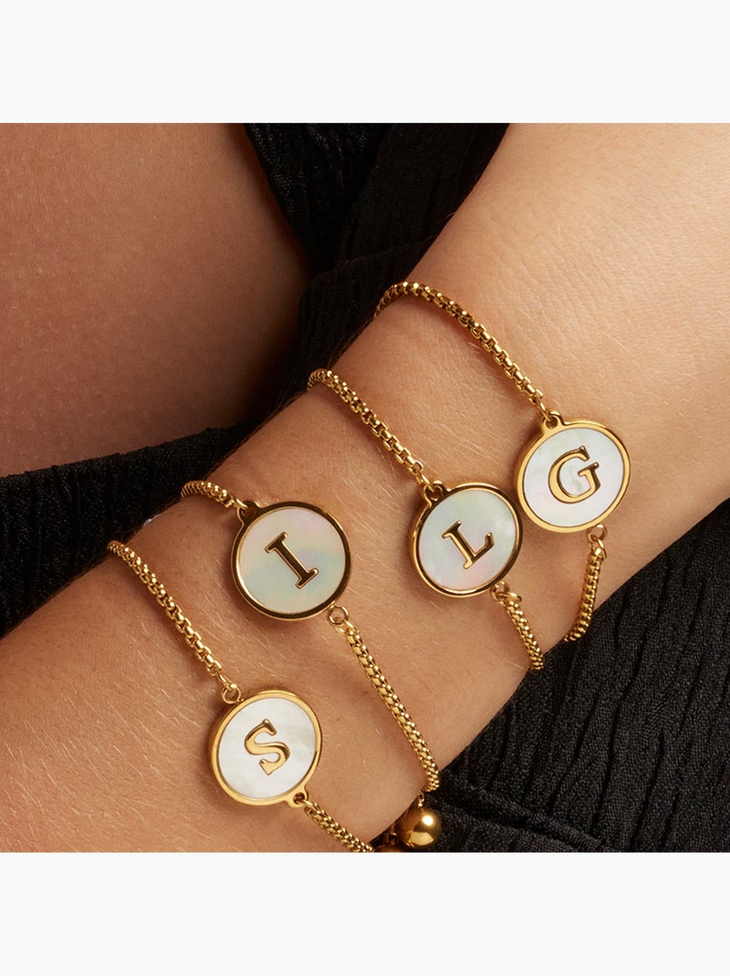 Bracelet Luxenter en nacre blanche et plaqué or 18k - Alphabet Argent - Kiabi