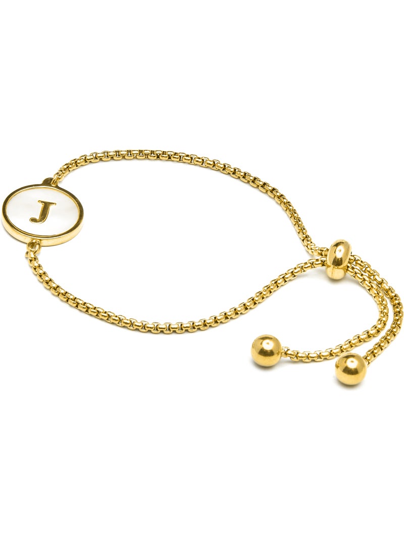 Bracelet Luxenter en nacre blanche et plaqué or 18k - Alphabet Blanc - Kiabi