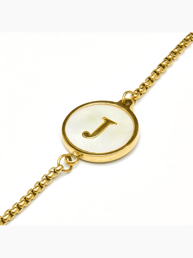 Bracelet Luxenter en nacre blanche et plaqué or 18k - Alphabet Blanc - Kiabi