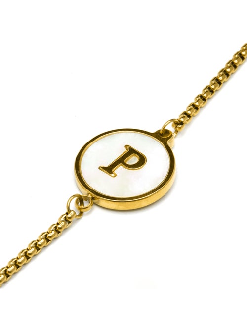 Bracelet Luxenter en nacre blanche et plaqué or 18k - Alphabet - Kiabi
