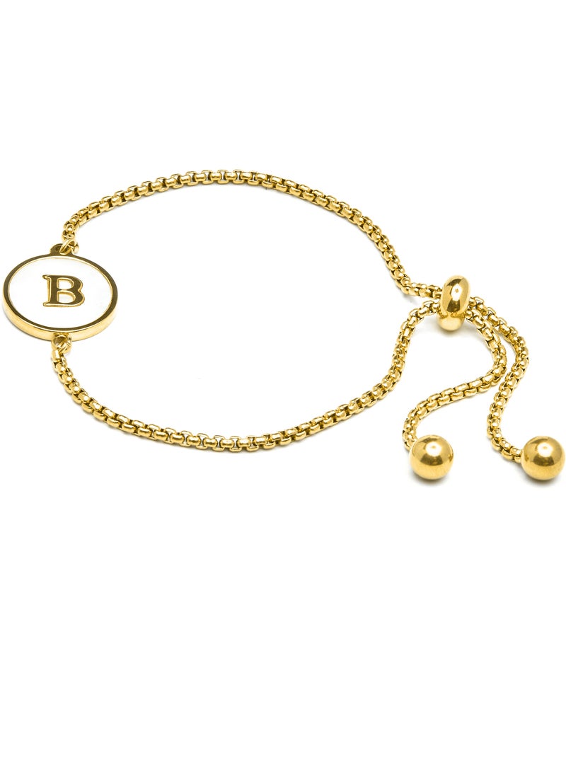 Bracelet Luxenter en nacre blanche et plaqué or 18k - Alphabet Blanc - Kiabi
