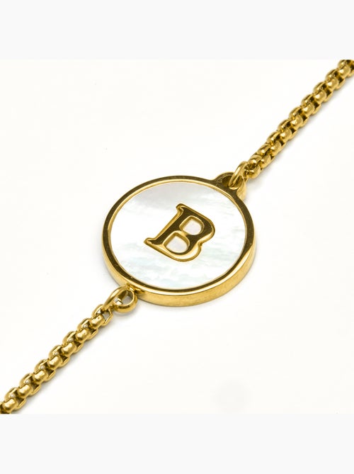Bracelet Luxenter en nacre blanche et plaqué or 18k - Alphabet - Kiabi