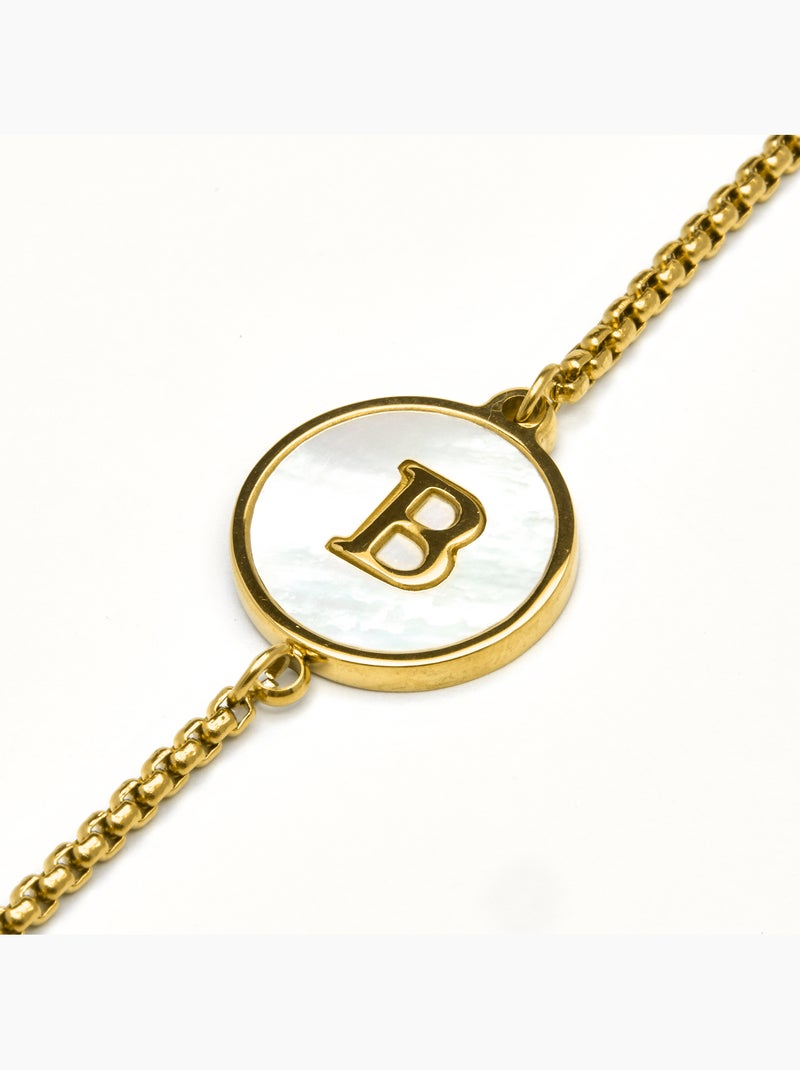 Bracelet Luxenter en nacre blanche et plaqué or 18k - Alphabet Blanc - Kiabi