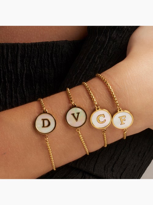Bracelet Luxenter en nacre blanche et plaqué or 18k - Alphabet - Kiabi