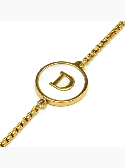 Bracelet Luxenter en nacre blanche et plaqué or 18k - Alphabet - Kiabi
