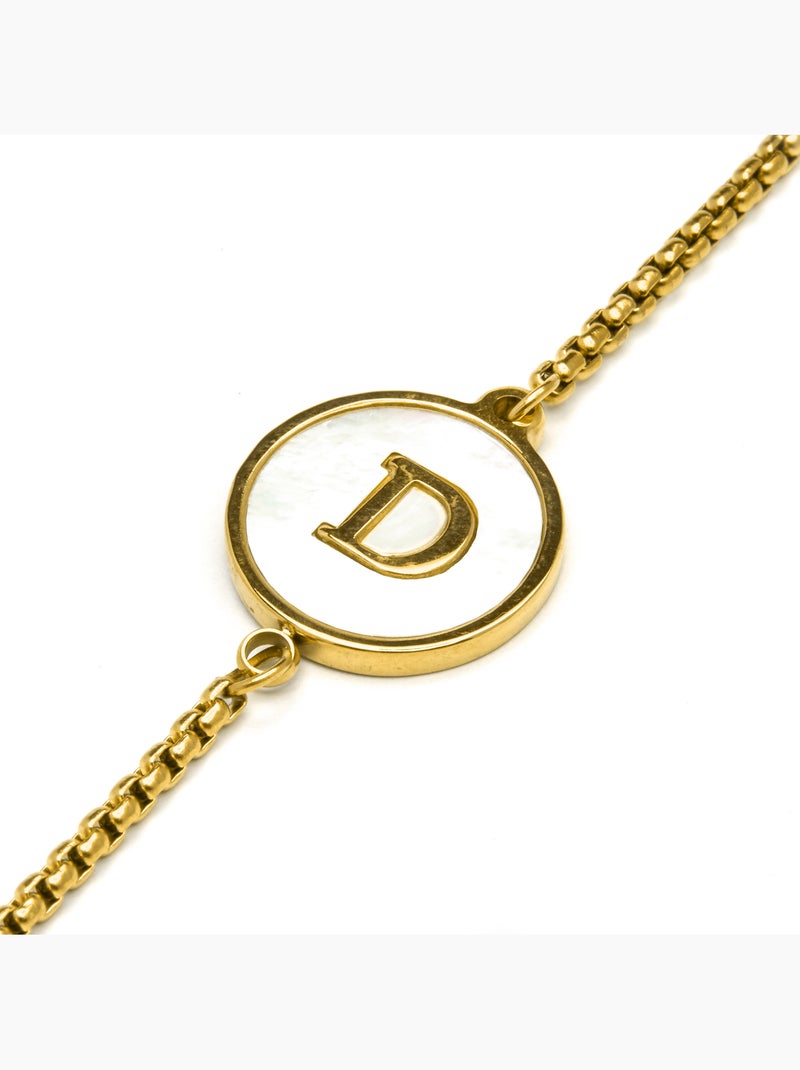 Bracelet Luxenter en nacre blanche et plaqué or 18k - Alphabet Blanc - Kiabi