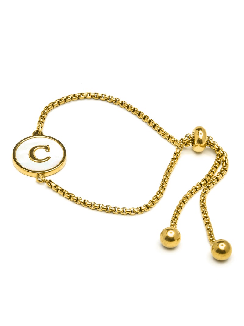 Bracelet Luxenter en nacre blanche et plaqué or 18k - Alphabet Blanc - Kiabi