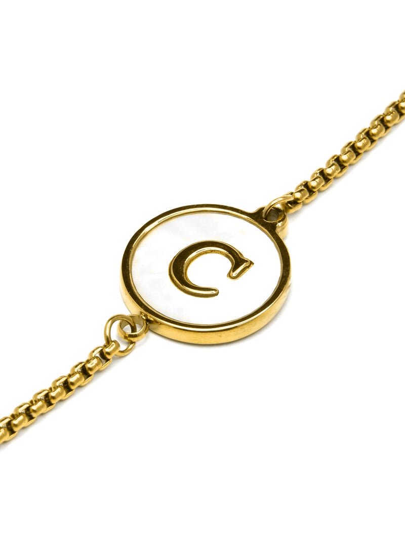 Bracelet Luxenter en nacre blanche et plaqué or 18k - Alphabet Blanc - Kiabi