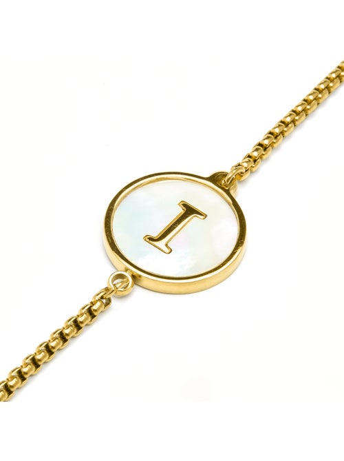 Bracelet Luxenter en nacre blanche et plaqué or 18k - Alphabet - Kiabi