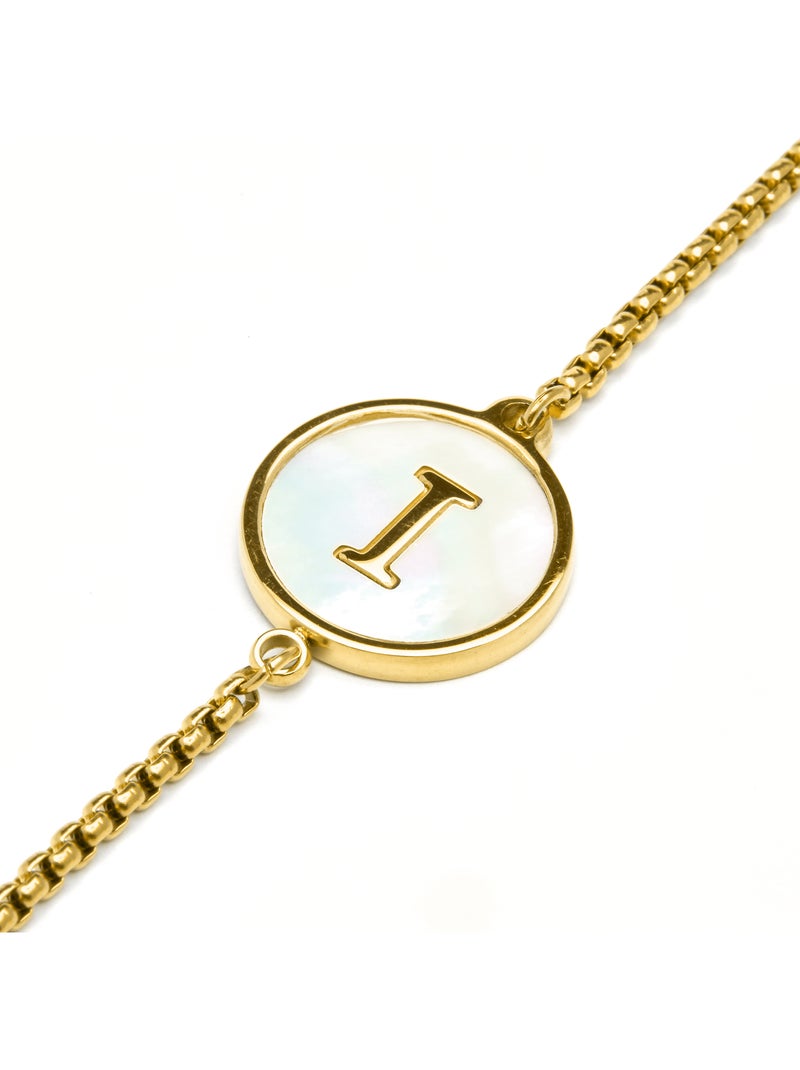 Bracelet Luxenter en nacre blanche et plaqué or 18k - Alphabet Blanc - Kiabi