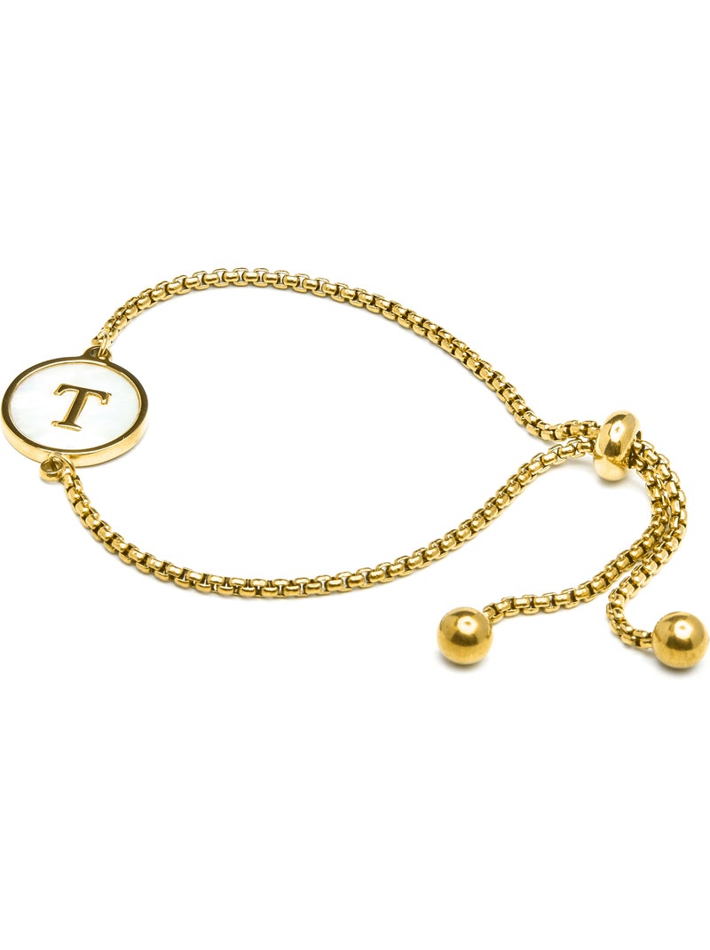 Bracelet Luxenter en nacre blanche et plaqué or 18k - Alphabet Blanc - Kiabi