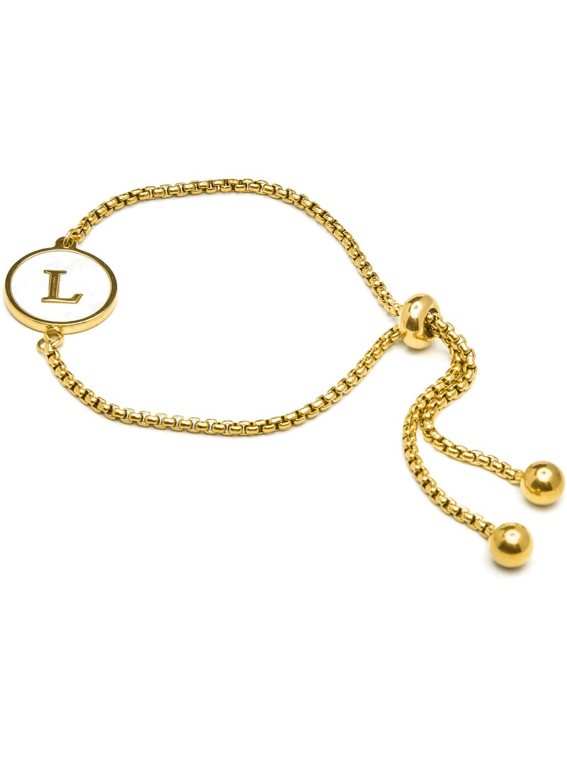 Bracelet Luxenter en nacre blanche et plaqué or 18k - Alphabet Blanc - Kiabi