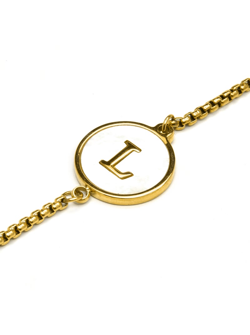 Bracelet Luxenter en nacre blanche et plaqué or 18k - Alphabet Blanc - Kiabi