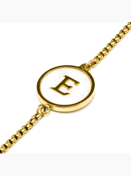Bracelet Luxenter en nacre blanche et plaqué or 18k - Alphabet - Kiabi