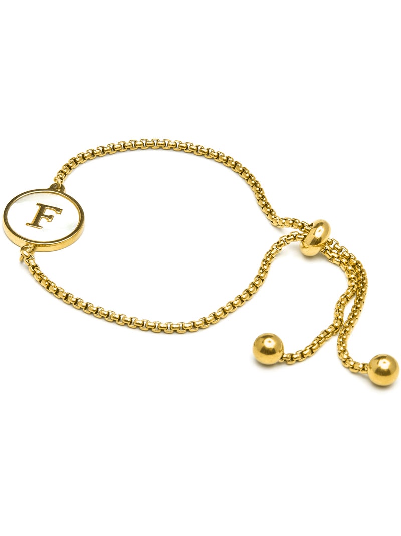 Bracelet Luxenter en nacre blanche et plaqué or 18k - Alphabet Blanc - Kiabi