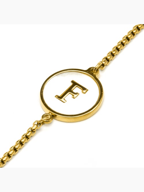 Bracelet Luxenter en nacre blanche et plaqué or 18k - Alphabet - Kiabi