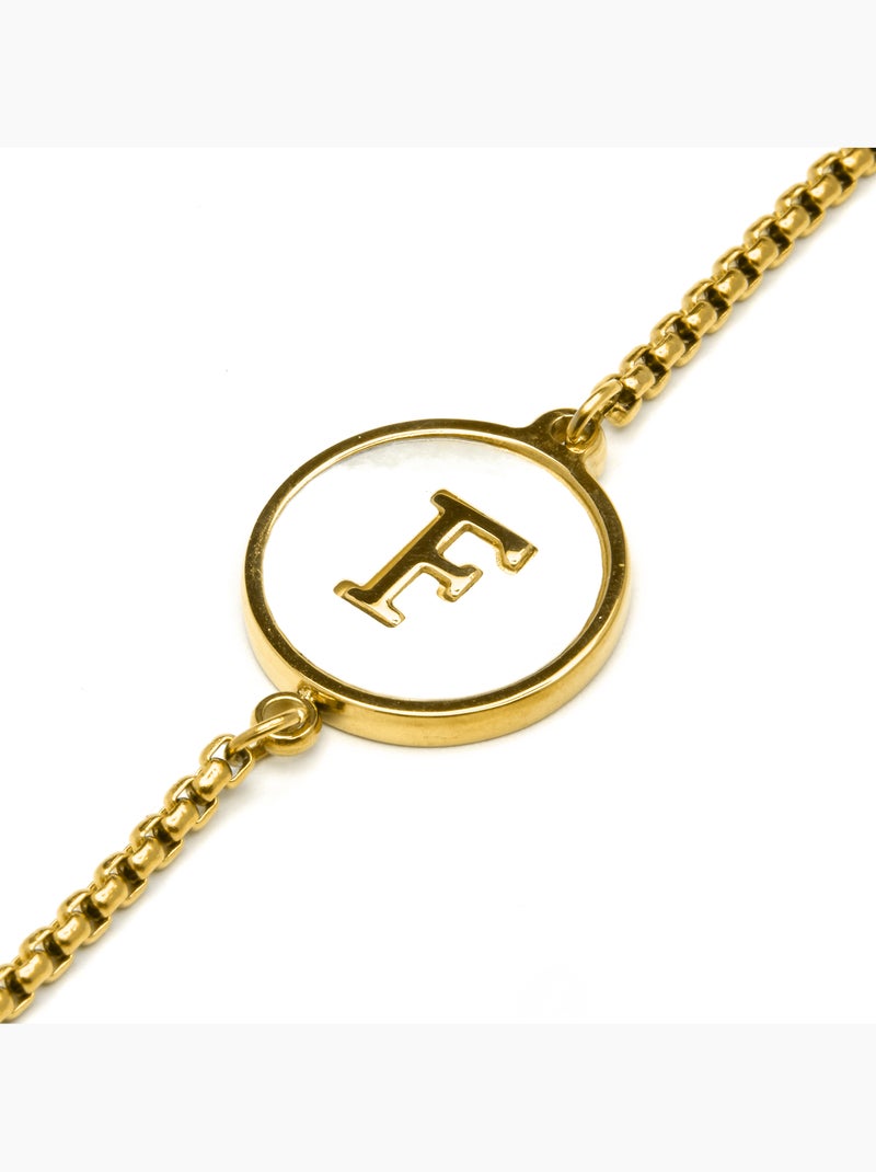 Bracelet Luxenter en nacre blanche et plaqué or 18k - Alphabet Blanc - Kiabi