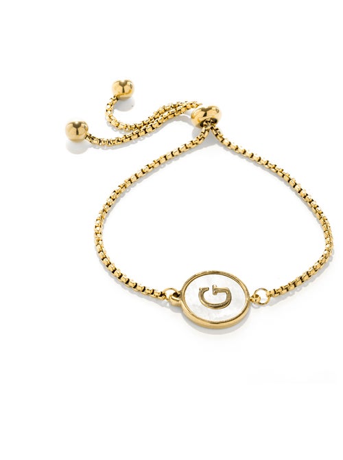Bracelet Luxenter en nacre blanche et plaqué or 18k - Alphabet - Kiabi