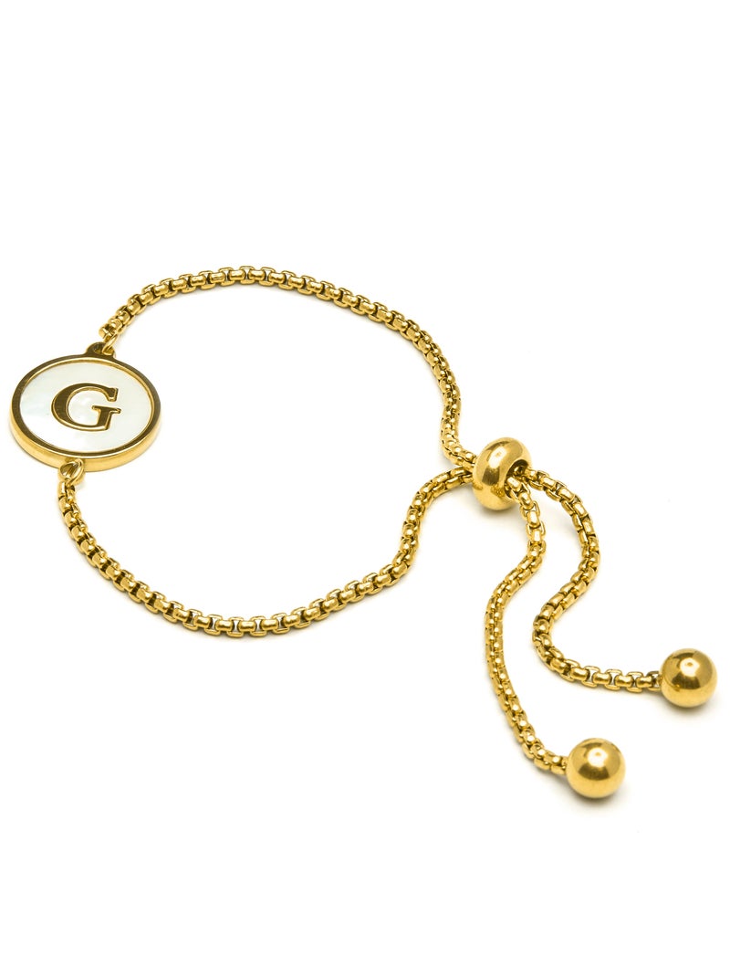 Bracelet Luxenter en nacre blanche et plaqué or 18k - Alphabet Blanc - Kiabi