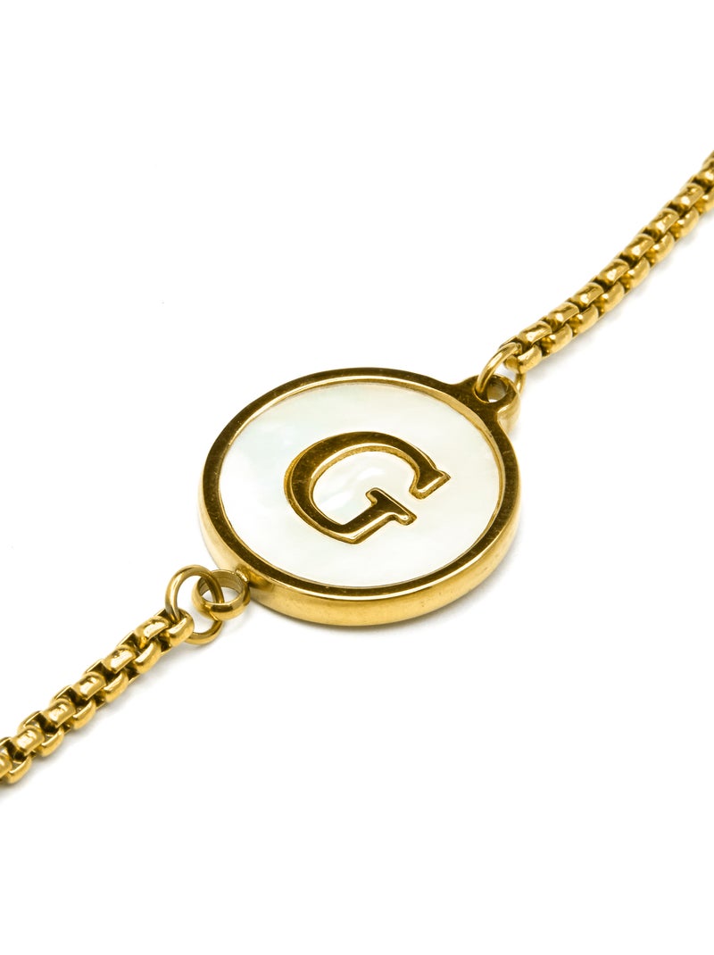 Bracelet Luxenter en nacre blanche et plaqué or 18k - Alphabet Blanc - Kiabi