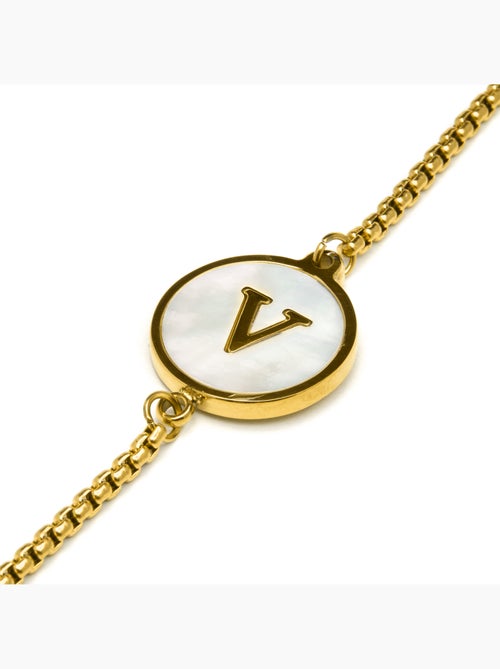 Bracelet Luxenter en nacre blanche et plaqué or 18k - Alphabet - Kiabi