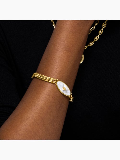 Bracelet Luxenter en nacre blanche et plaqué or 18k - Anleh - Kiabi Bracelet Luxenter en nacre blanche et plaqué or 18k - Anleh - Kiabi