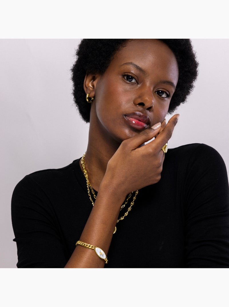 Bracelet Luxenter en nacre blanche et plaqué or 18k - Anleh Blanc - Kiabi