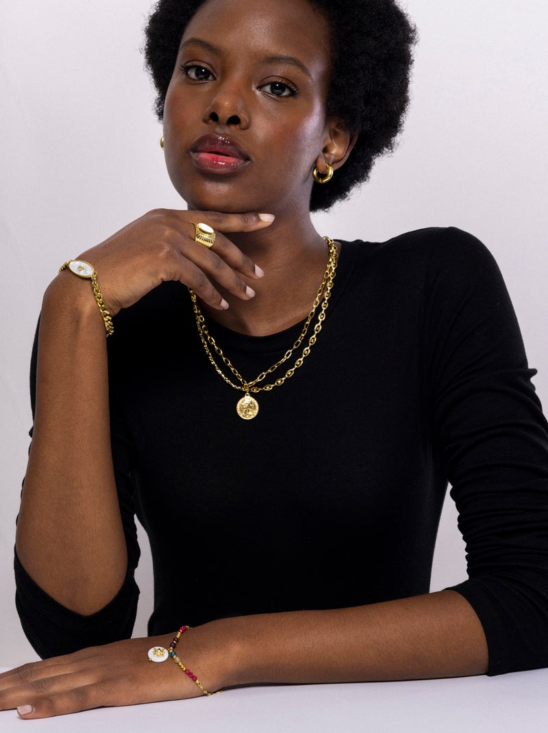 Bracelet Luxenter en nacre blanche et plaqué or 18k - Zador Blanc - Kiabi