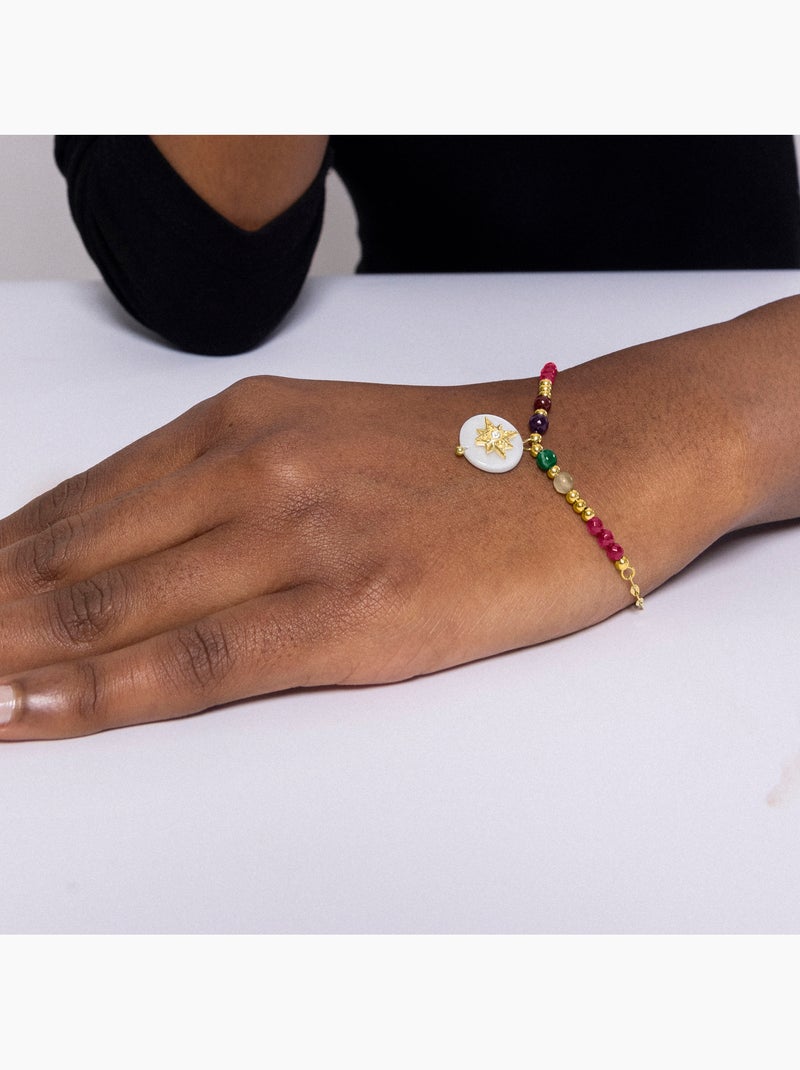 Bracelet Luxenter en nacre blanche et plaqué or 18k - Zador Blanc - Kiabi