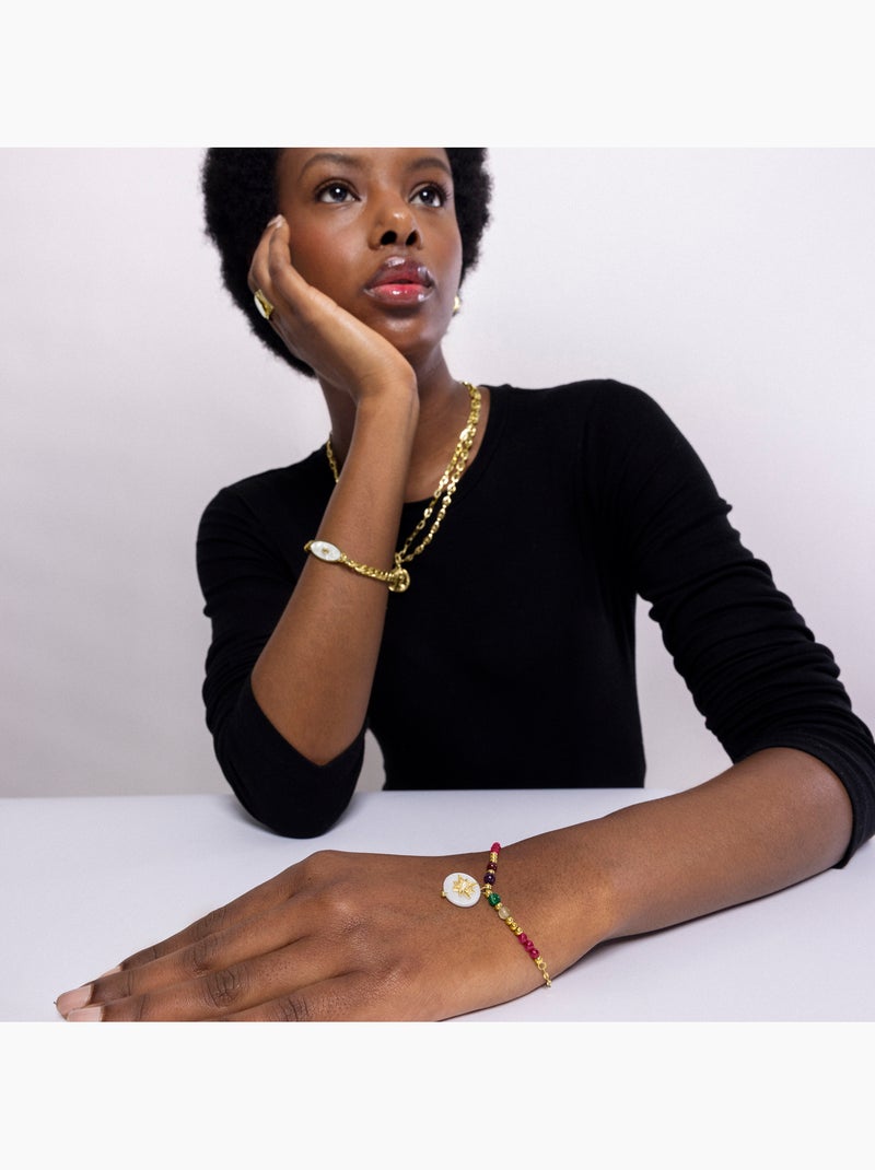 Bracelet Luxenter en nacre blanche et plaqué or 18k - Zador Blanc - Kiabi