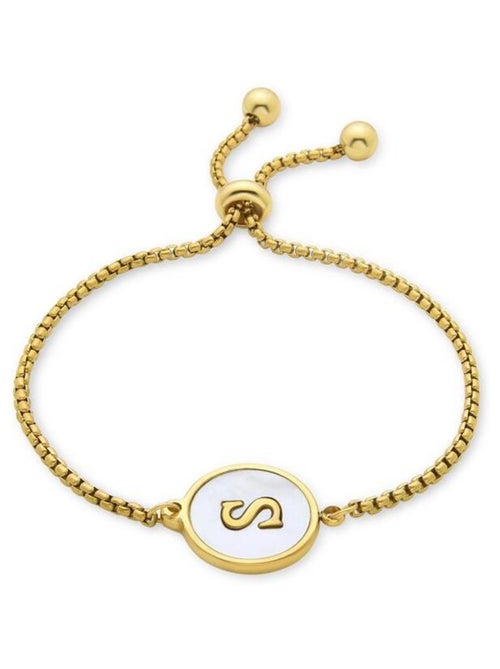 Bracelet Luxenter en nacre blanche finie plaqué or jaune 18K - Alphabet - Kiabi