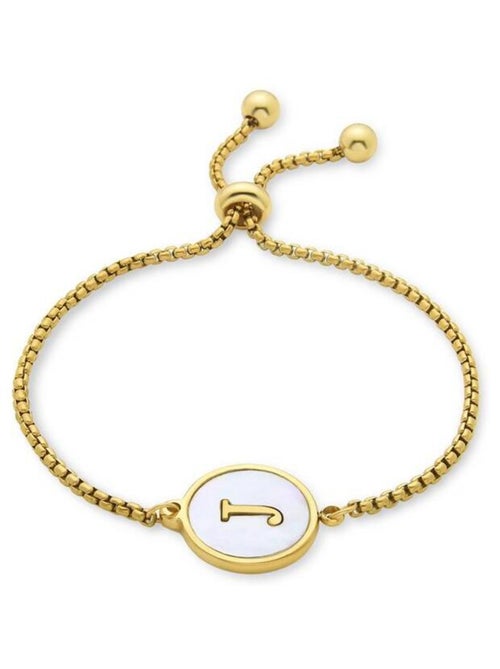 Bracelet Luxenter en nacre blanche finie plaqué or jaune 18K - Alphabet - Kiabi