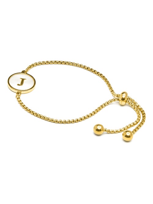 Bracelet Luxenter en nacre blanche finie plaqué or jaune 18K - Alphabet - Kiabi