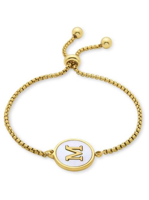 Bracelet Luxenter en nacre blanche finie plaqué or jaune 18K - Alphabet - Kiabi